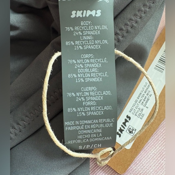 NWT SKIMS RECYCLED SWIM CUT OUT HALTER MONOKINI GUNMETAL GREY SIZE SMALL - Picture 4 of 6